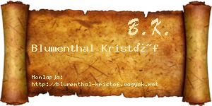 Blumenthal Kristóf névjegykártya
